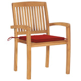 Chaises de jardin lot de 2 et coussins rouge Bois teck massif