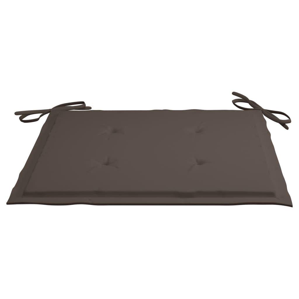 Chaises de jardin lot de 2 et coussins taupe Bois teck massif