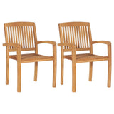 Chaises de jardin lot de 2 avec coussins bordeaux Teck massif