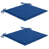 Chaises de jardin lot de 2 avec coussins bleu royal Teck massif