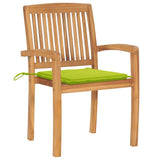 Chaises de jardin lot de 2 avec coussins vert vif Teck massif