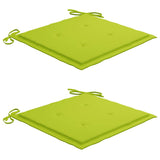 Chaises de jardin lot de 2 avec coussins vert vif Teck massif