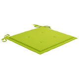 Chaises de jardin lot de 2 avec coussins vert vif Teck massif