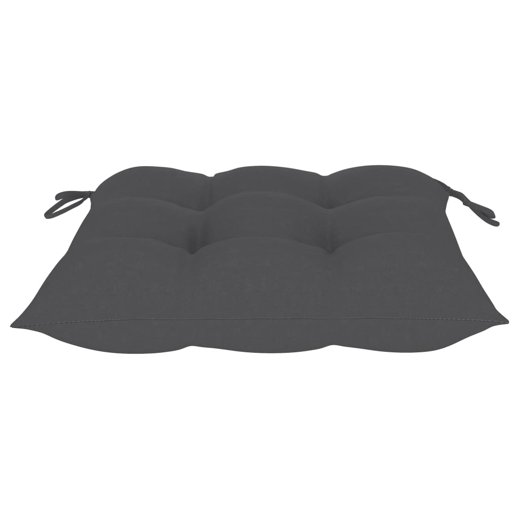 Chaises de jardin lot de 2 et coussins anthracite Bois de teck