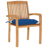 Chaises de jardin lot de 2 et coussins bleu Bois de teck massif