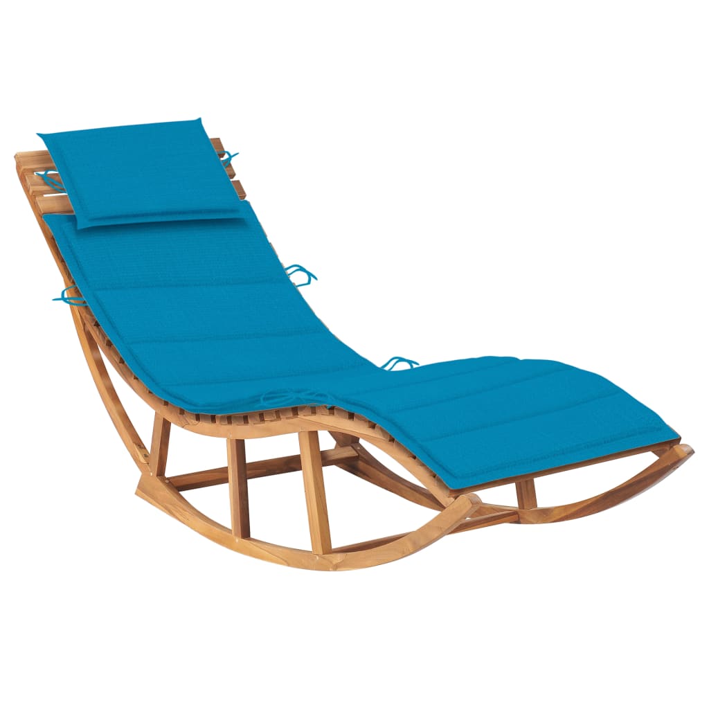 Rocking lounge chair with cushion Solid teak wood