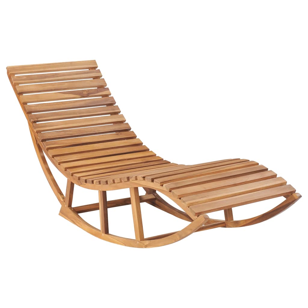 Chaise longue à bascule avec coussin Bois de teck solide