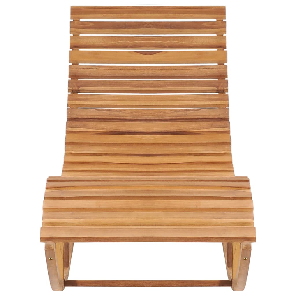 Chaise longue à bascule avec coussin Bois de teck solide