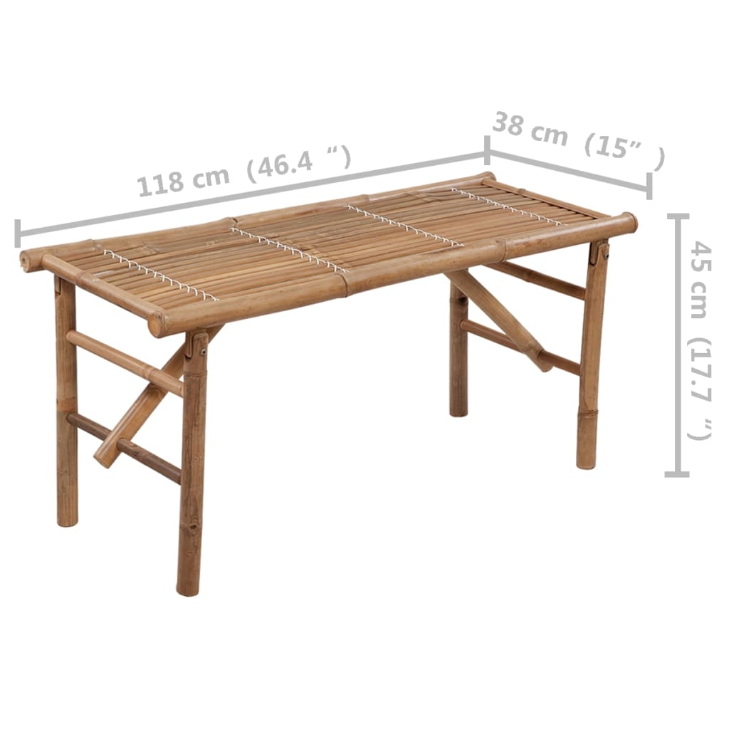 Folding garden bench with cushion 118 cm Bamboo