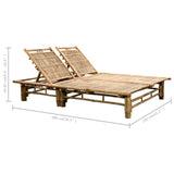 Chaise longue pour 2 personnes avec coussins Bambou