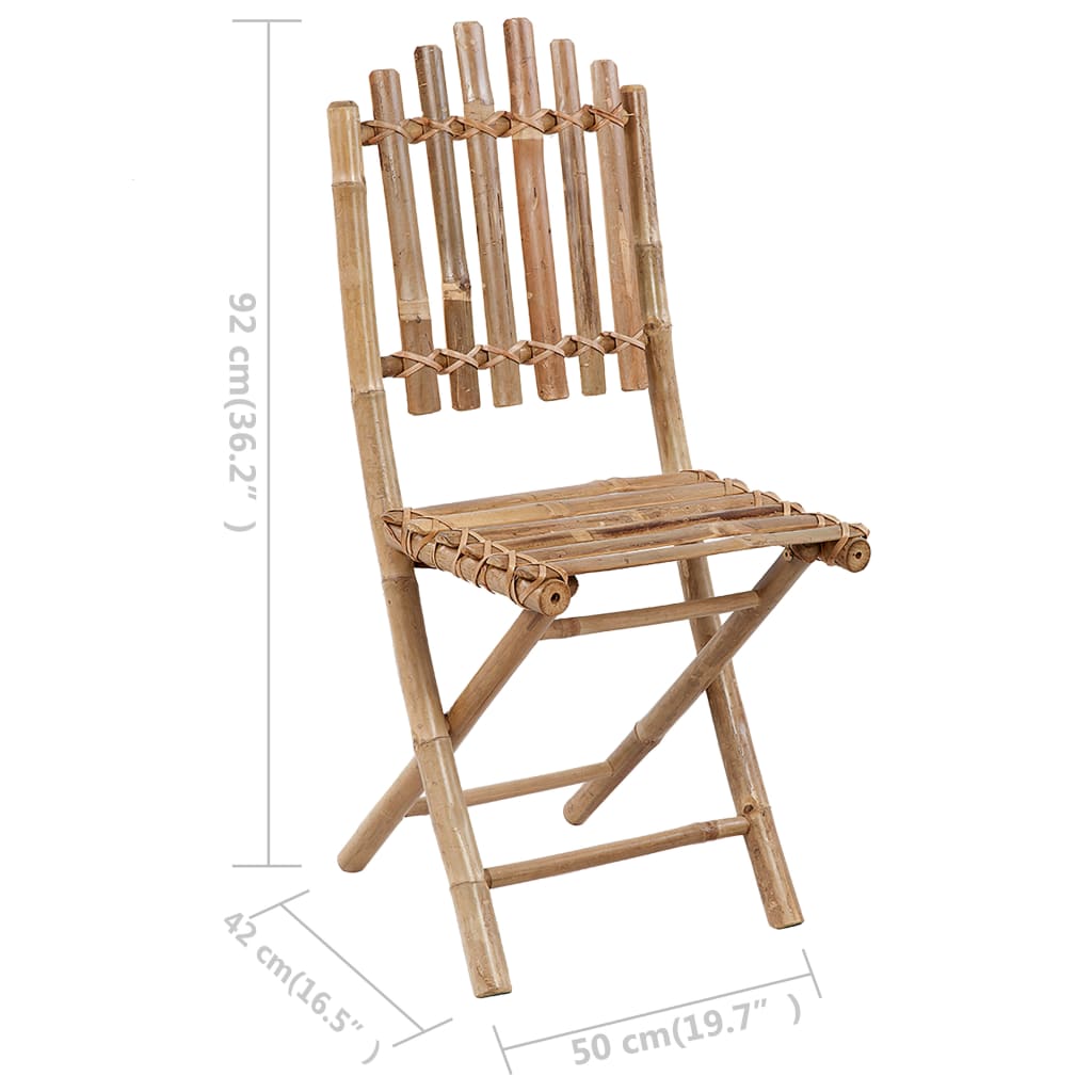 Chaises pliables de jardin lot de 2 avec coussins Bambou