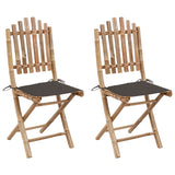 Chaises pliables de jardin lot de 2 avec coussins Bambou