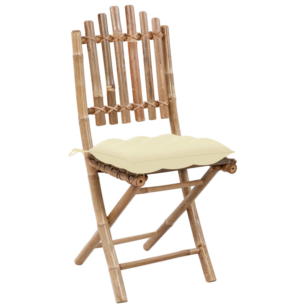 Chaises pliables de jardin lot de 2 avec coussins Bambou