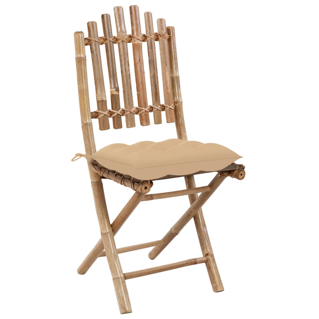 Chaises pliables de jardin lot de 2 avec coussins Bambou