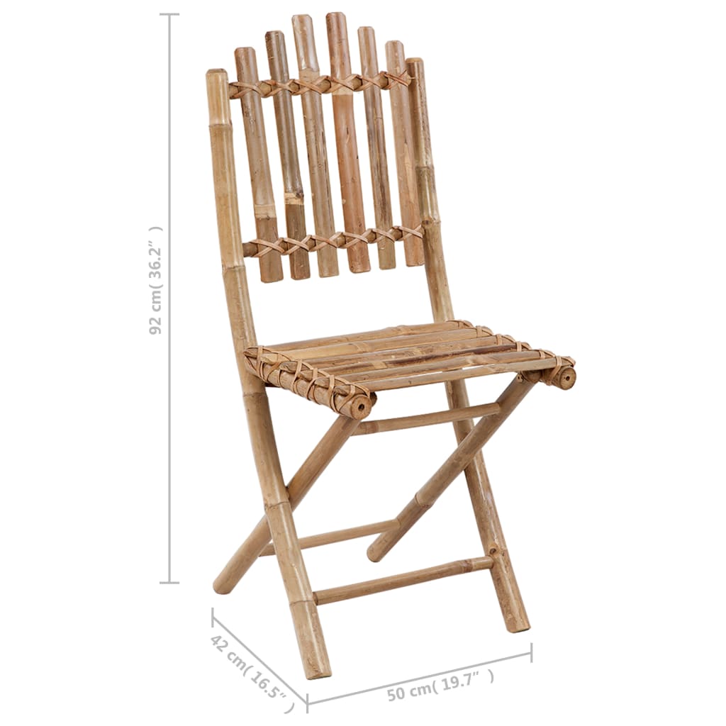 Chaises pliables de jardin lot de 2 avec coussins Bambou