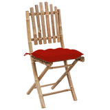 Chaises pliables de jardin lot de 2 avec coussins Bambou