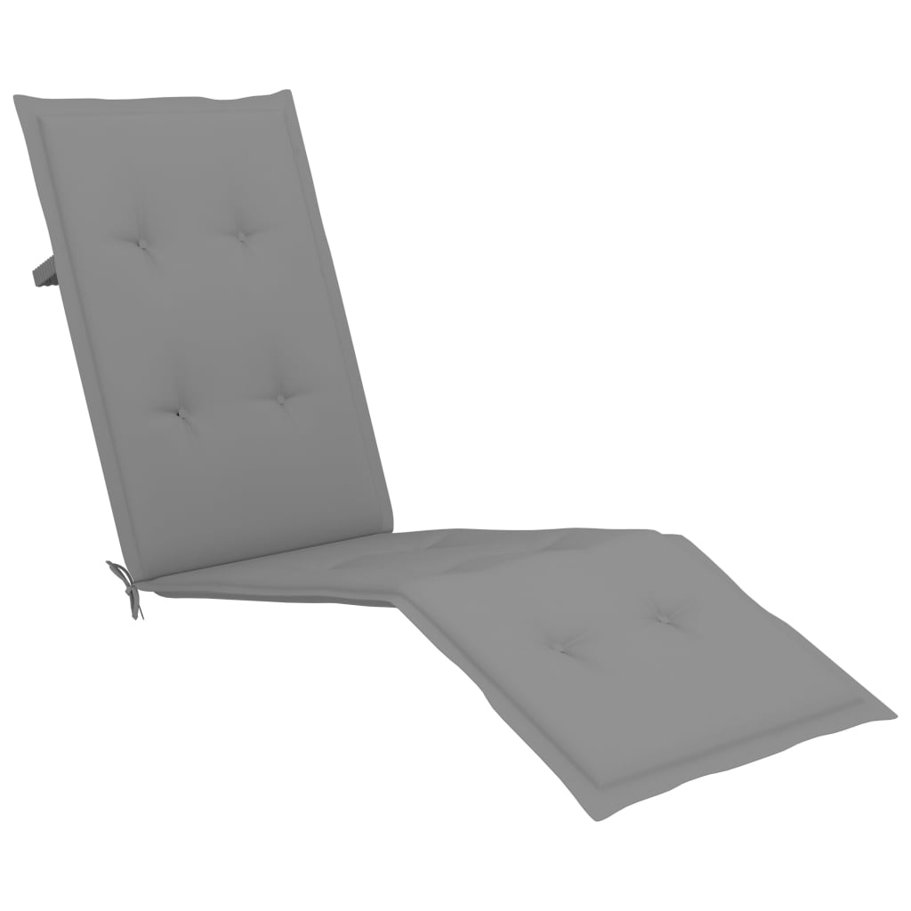 Outdoor chaise longue with footrest and cushion Solid Acacia