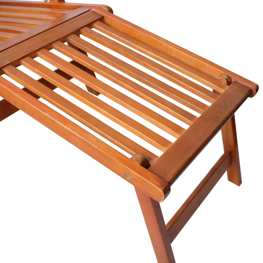 Outdoor chaise longue with footrest and cushion Solid Acacia