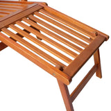 Outdoor chaise longue with footrest and cushion Solid Acacia