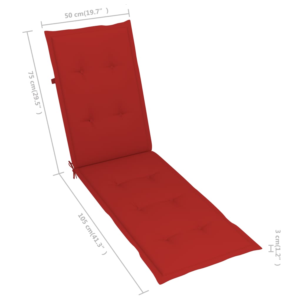 Outdoor chaise longue with footrest and cushion Solid Acacia