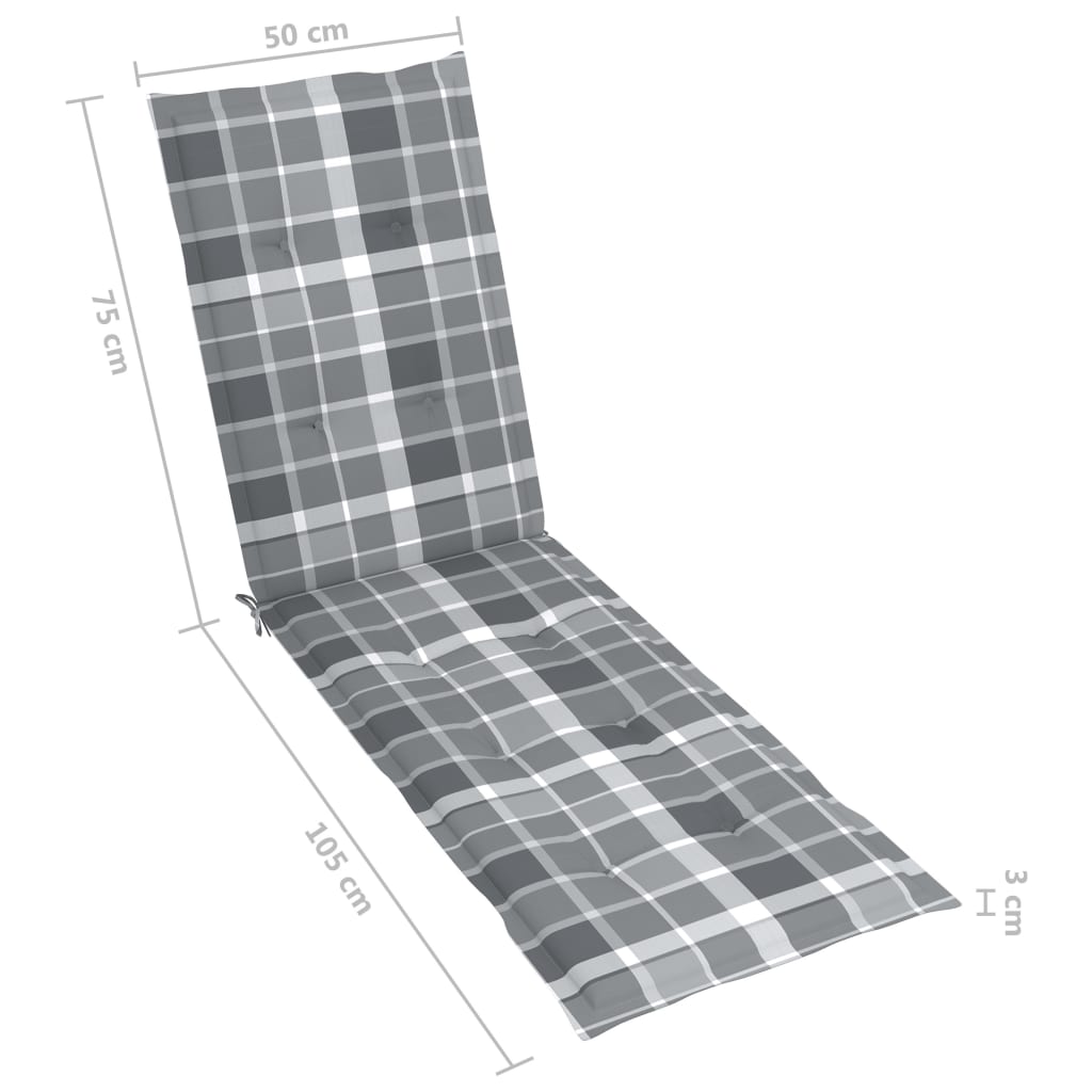 Chaise longue d'extérieur repose-pied et coussin Acacia solide