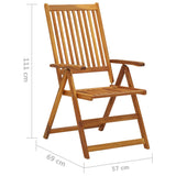 Chaises inclinables de jardin lot de 2 et coussins Bois acacia