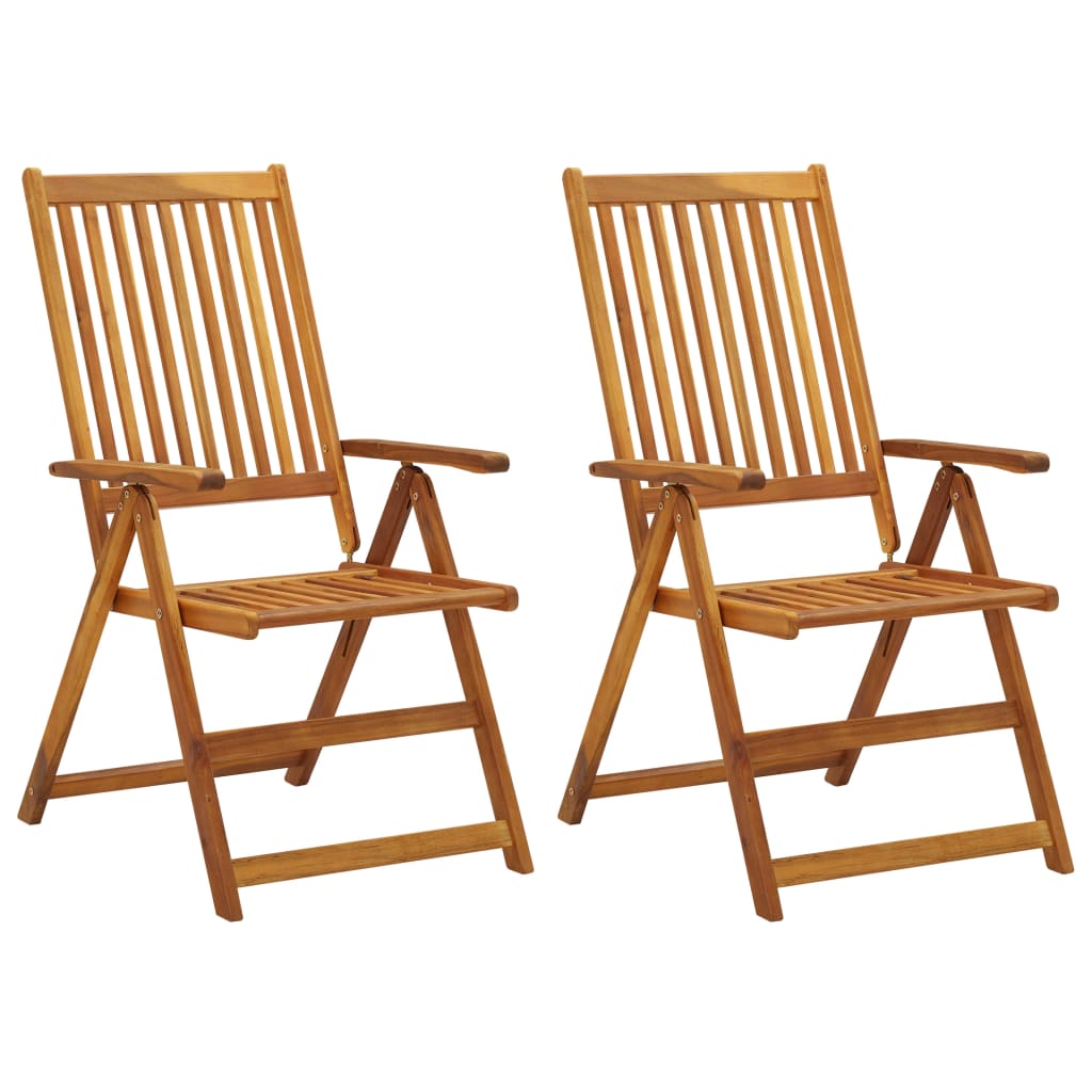 Chaises inclinables de jardin lot de 2 et coussins Bois acacia