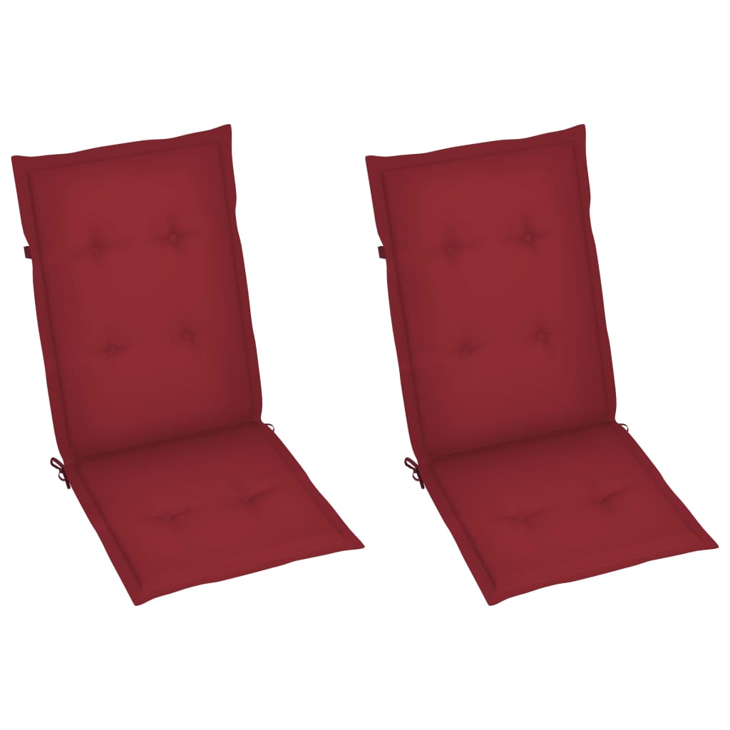 Chaises inclinables de jardin lot de 2 et coussins Bois acacia