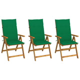 Chaises pliables de jardin lot de 3 avec coussins Bois d'acacia