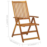 Chaises pliables de jardin lot de 3 avec coussins Bois d'acacia