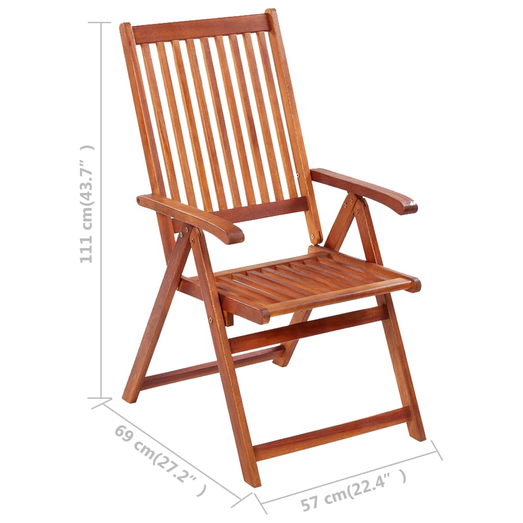 Chaises pliables de jardin lot de 3 avec coussins Bois d'acacia