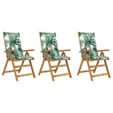 Chaises pliables de jardin lot de 3 avec coussins Bois d'acacia