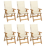 Chaises pliables de jardin lot de 6 avec coussins Bois d'acacia