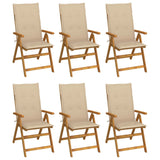 Chaises pliables de jardin lot de 6 avec coussins Bois d'acacia