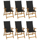 Chaises pliables de jardin lot de 6 avec coussins Bois d'acacia