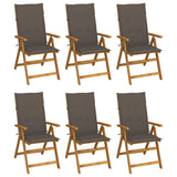 Chaises pliables de jardin lot de 6 avec coussins Bois d'acacia