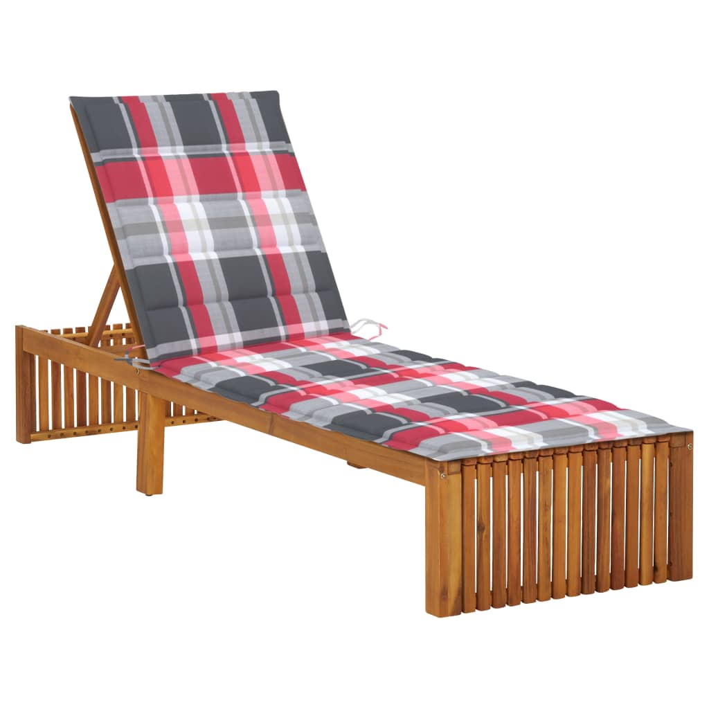 Chaise longue avec coussin Bois d'acacia solide