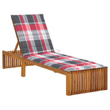 Chaise longue avec coussin Bois d'acacia solide