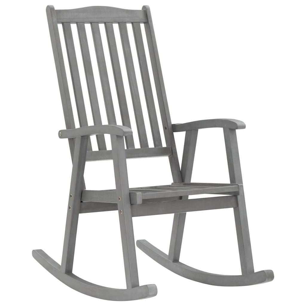 Chaise à bascule avec coussins Gris Bois d'acacia massif