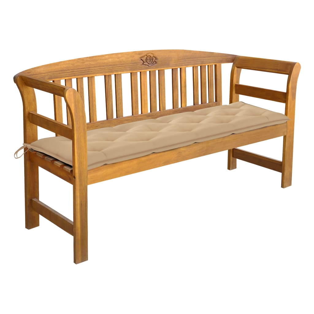 Banc de jardin avec coussin 157 cm Bois d'acacia massif