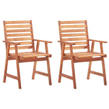 Chaises à manger d'extérieur lot de 2 et coussins Acacia massif