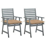 Chaises à manger d'extérieur lot de 2 et coussins Acacia massif