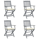 Chaises pliables d'extérieur lot de 4 et coussins Bois d'acacia