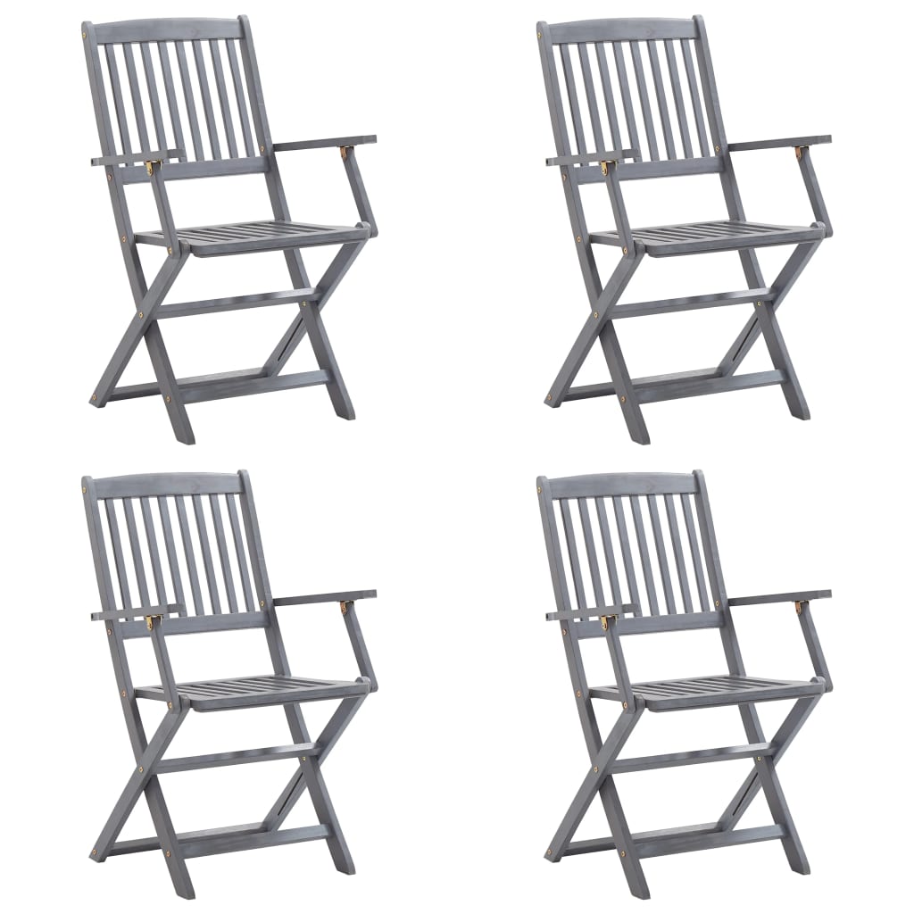 Chaises pliables d'extérieur lot de 4 et coussins Bois d'acacia