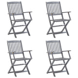 Chaises pliables d'extérieur lot de 4 et coussins Bois d'acacia