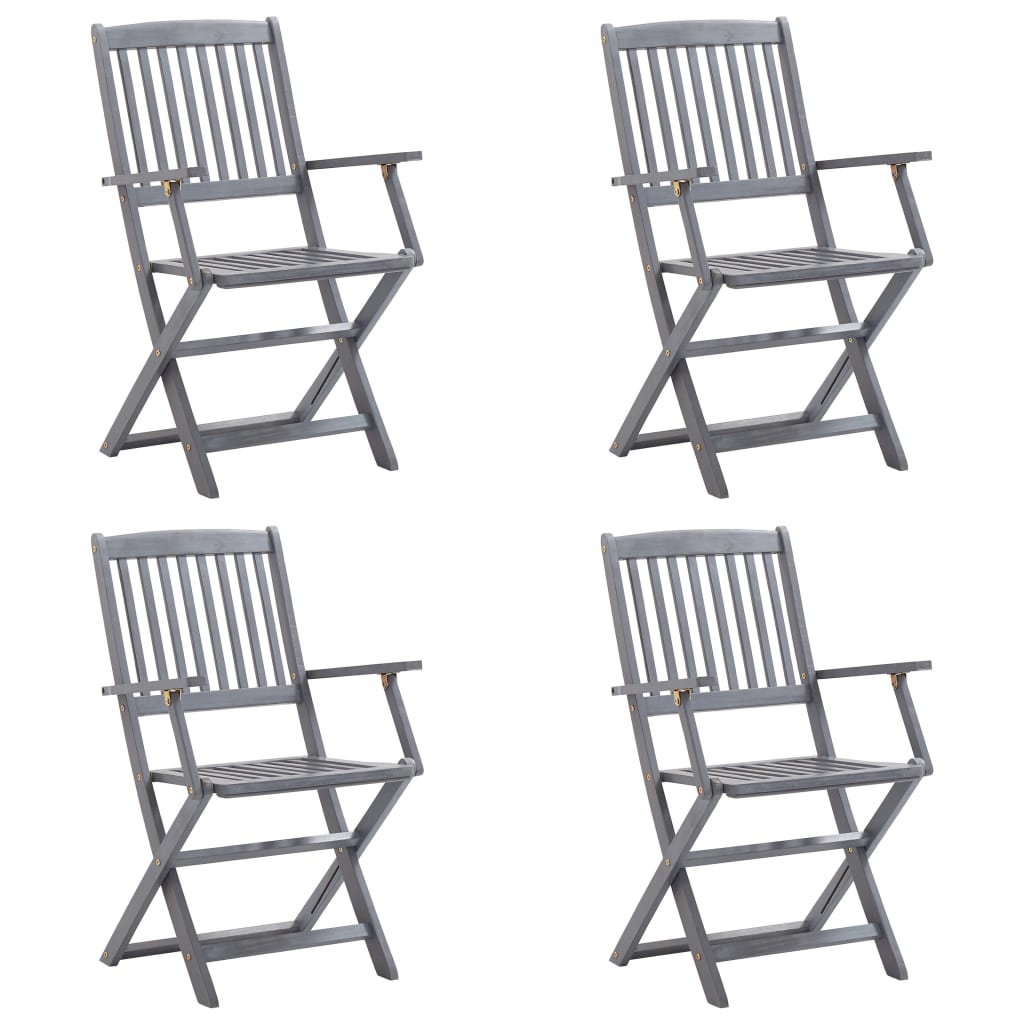 Chaises pliables d'extérieur lot de 4 et coussins Bois d'acacia