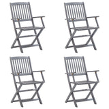 Chaises pliables d'extérieur lot de 4 et coussins Bois d'acacia