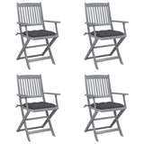 Chaises pliables d'extérieur lot de 4 et coussins Bois d'acacia