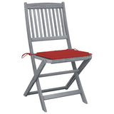 Outdoor Folding Chairs Set of 4 and Cushions Acacia Wood