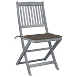 Outdoor Folding Chairs Set of 4 and Cushions Acacia Wood